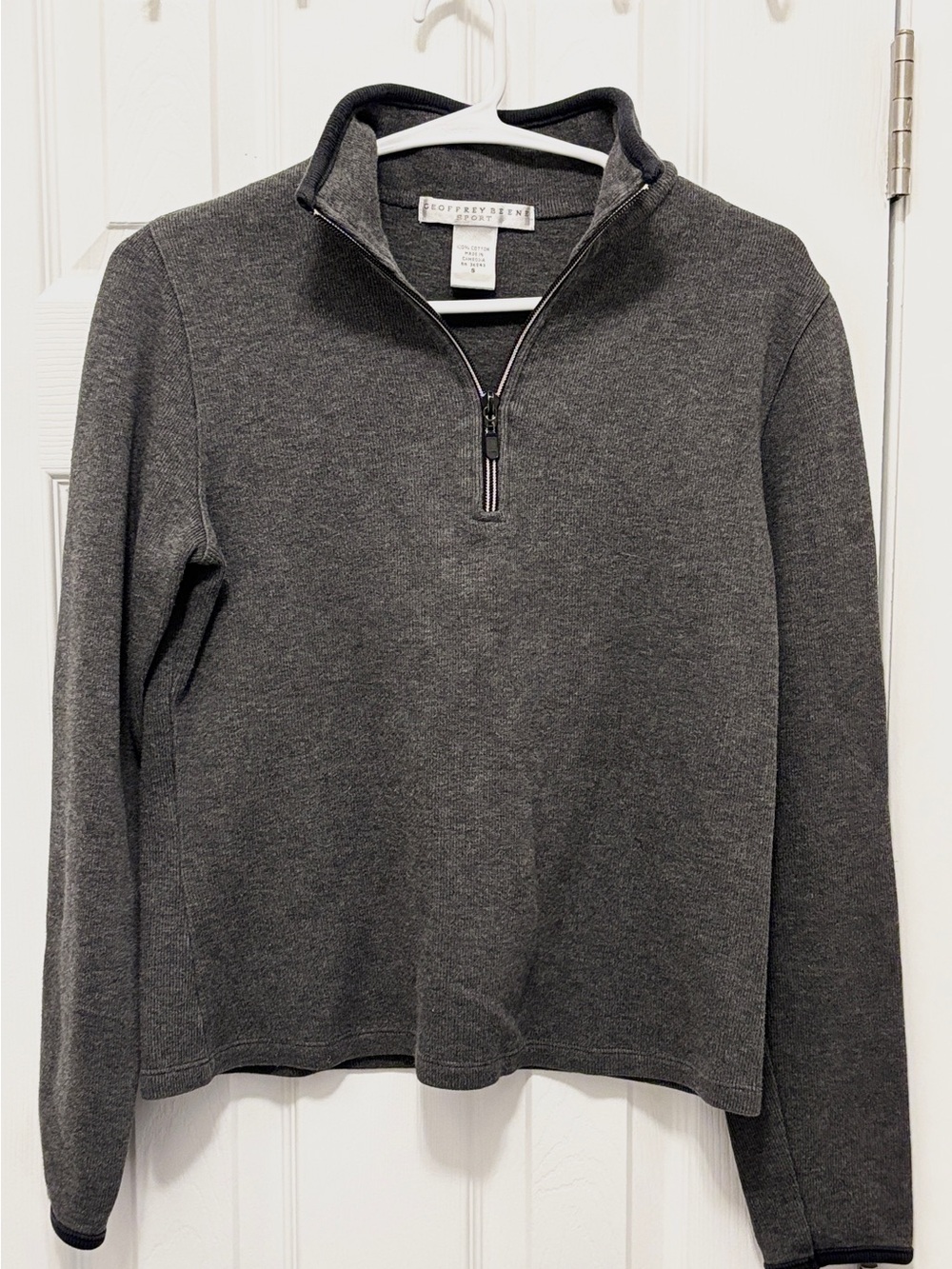 Geoffrey Beene Women’s Dark Charcoal Zip-Front Mock Neck Sweater